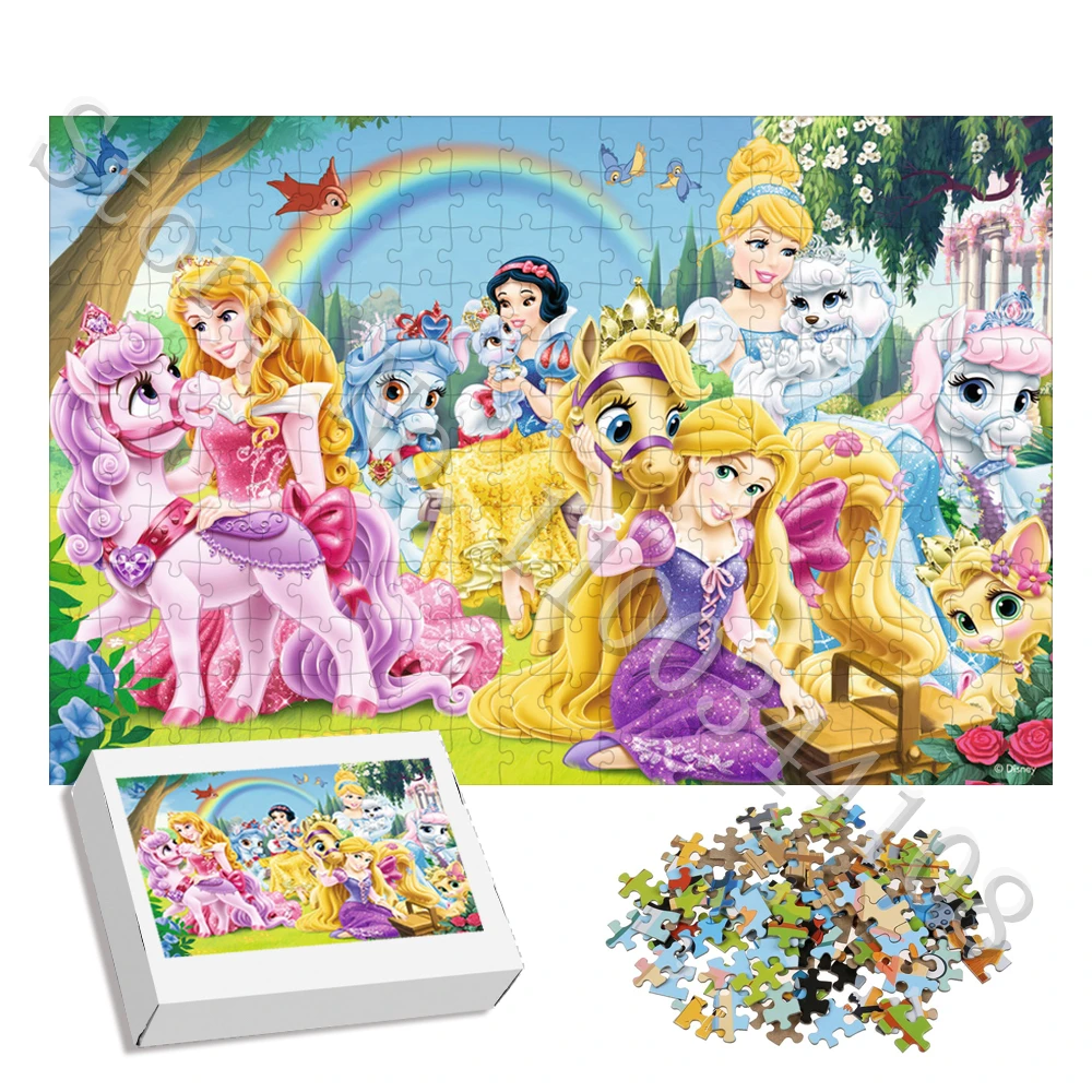 Disney Princess Palace Pets Jigsaw Puzzles Snow White Cinderella Rapunzel Aurora Cartoon Puzzles Parent-Child Interactive Toys