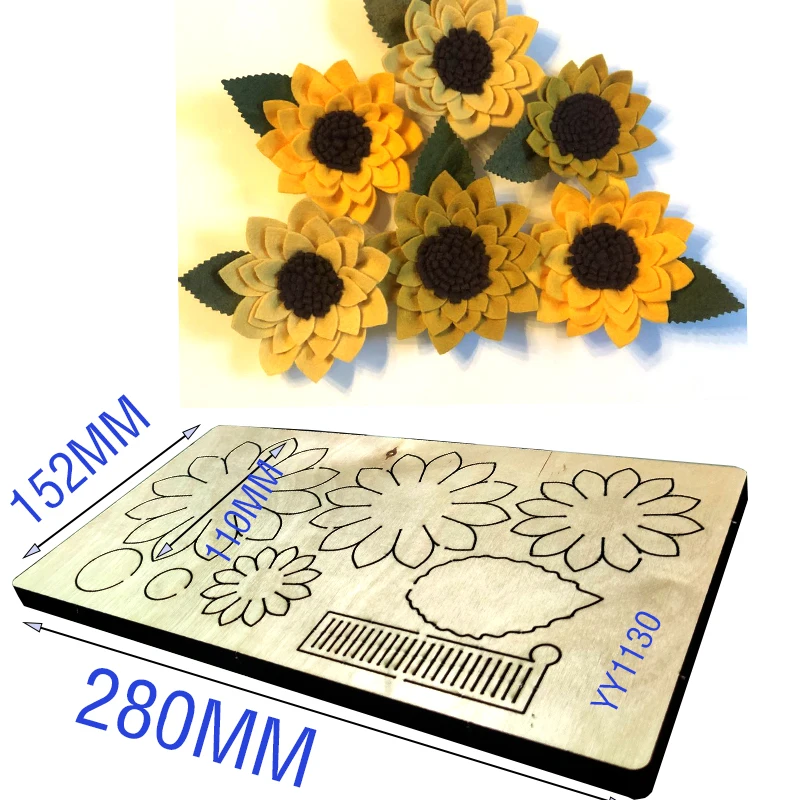 Wooden die-cutting sunflower knife die YY1130 is compatible with most manual die-cutting