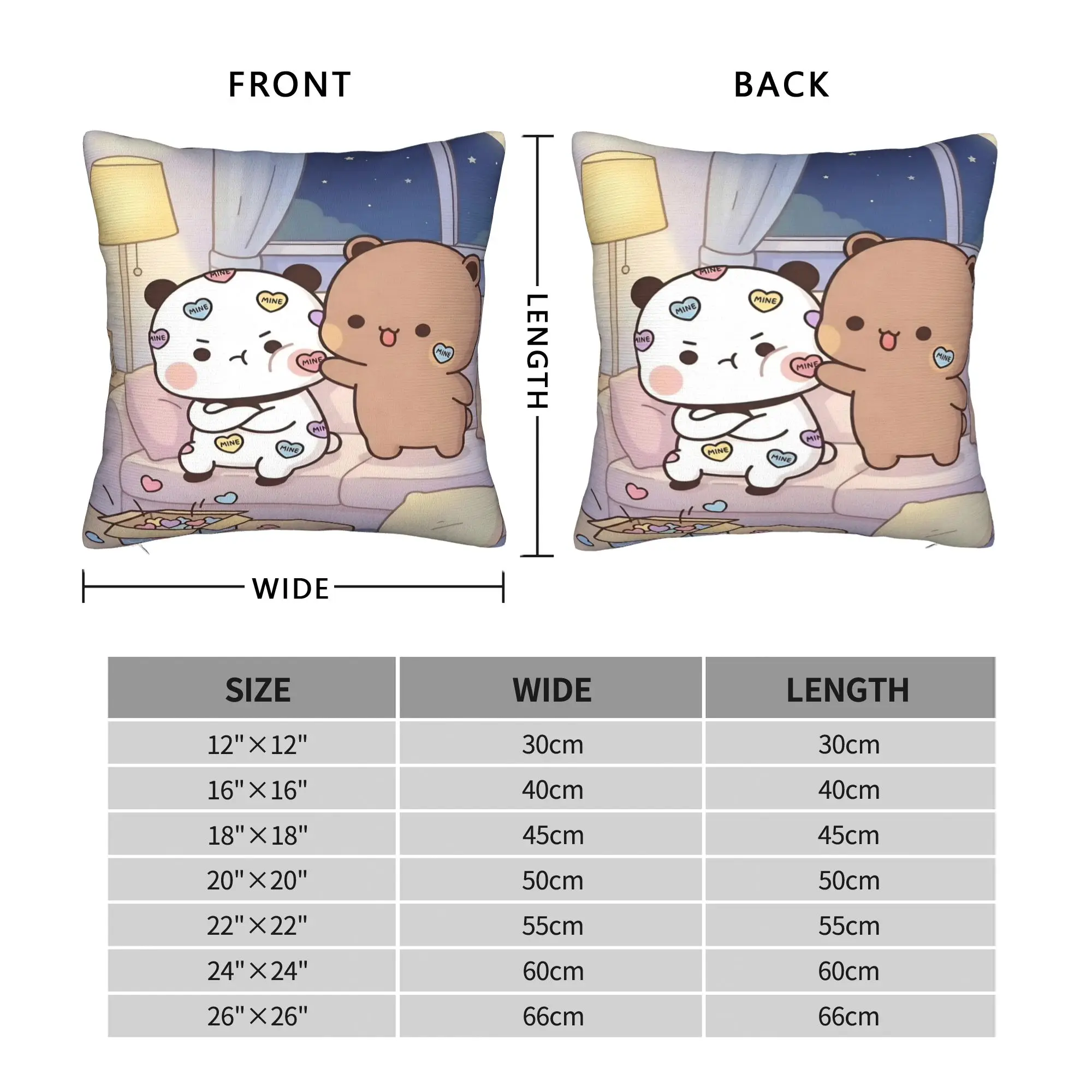Pillow Case Bear And Panda Bubu Dudu Polyester Pillow Cover Cushion Cover Custom DIY Pillowcases For Office Car Home Decorative