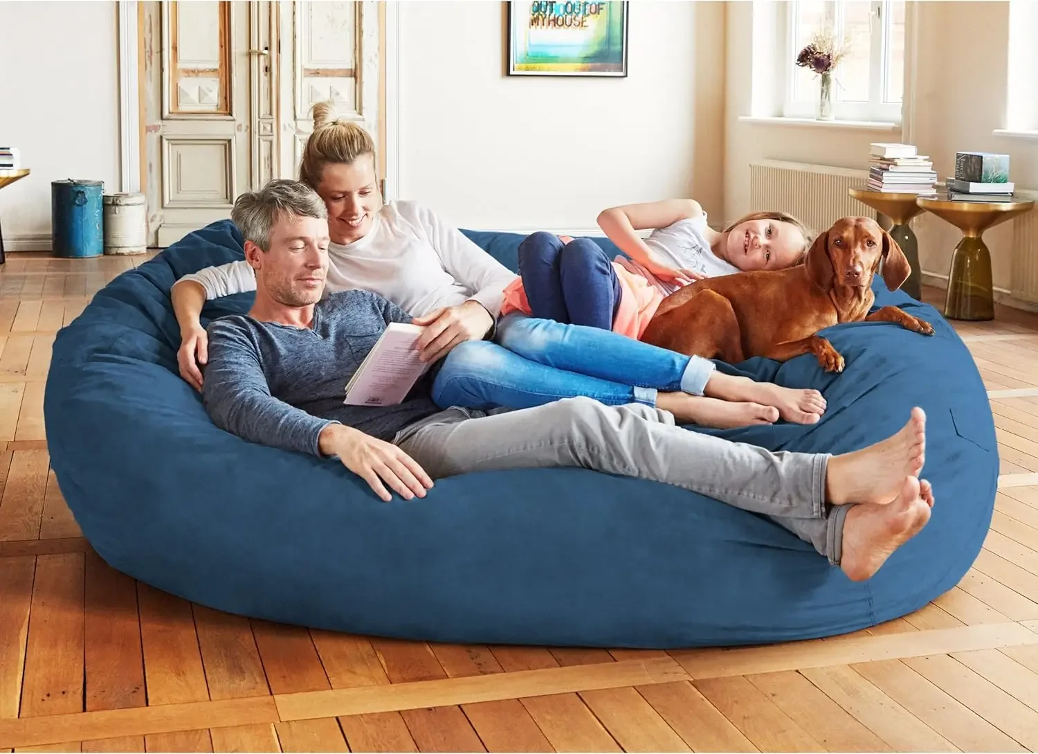 Lumaland Luxurious 7ft Big Bean Bag Chair with Microsuede Cover - Ultra Soft, Foam Filled and Washable Bean Bag for Teens, Adult