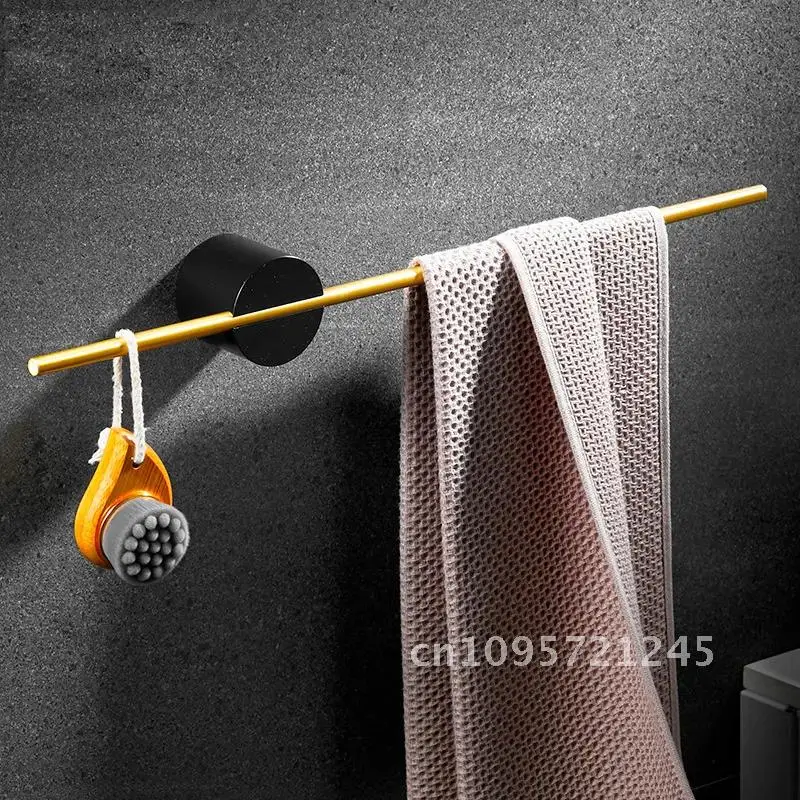 

European Wall Gold Wood Towel Rack Bathroom Black Brushed Accessories Paper Holder Mounted Bar Toilet Bath Movable Shoes Hanger