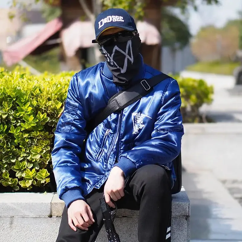 

AAA 2025 Marcus Holloway Jacekt Cosplay Coat With Costume Hat Mask One Set