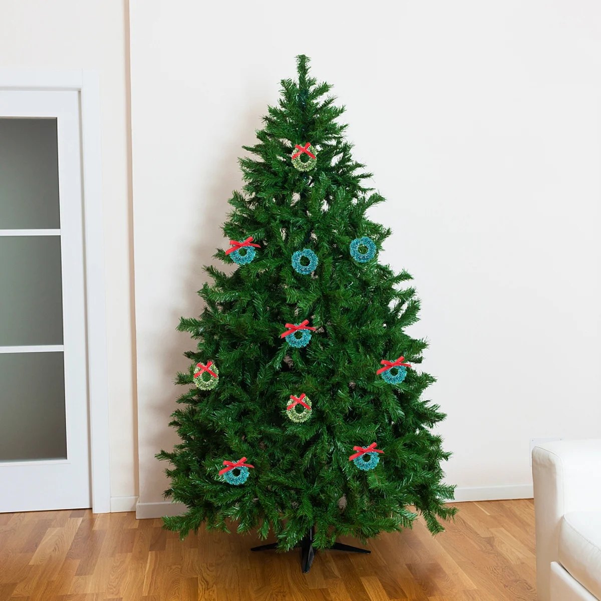 

Mini Christmas Wreaths 30Pcs Artificial Dollhouse Ornaments Hanging Sisal Fireplace Window Decor Festive Holiday Craft