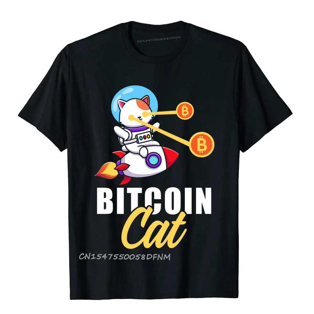 Bitcoin Cat Laser Eyes Astronaut Oversized T Shirt For Men Premium Cotton T Shirts Gothic Wholesale