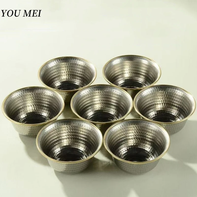 

7Pcs Buddhism Holy Bowl,Tantric Engraving Hammer Texture Texture Bronze Worship Bowl,Tibetan Luster Altars Cup Buddhist Item