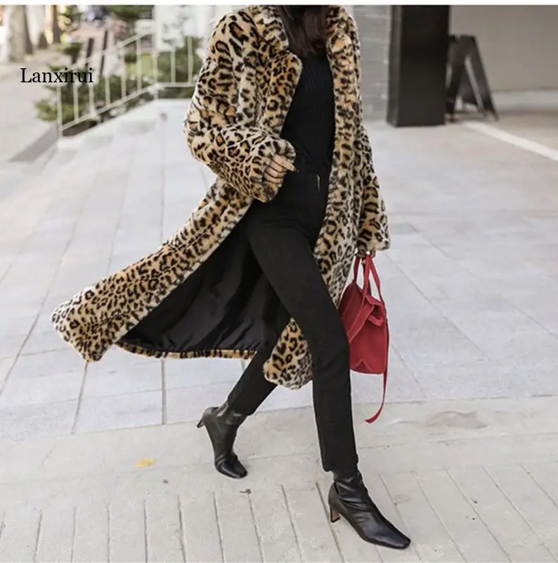 

Leopard Coats New Women Faux Fur Coat Luxury Winter Warm Plush Jacket Fashion artificial fur Womens outwear High Quality