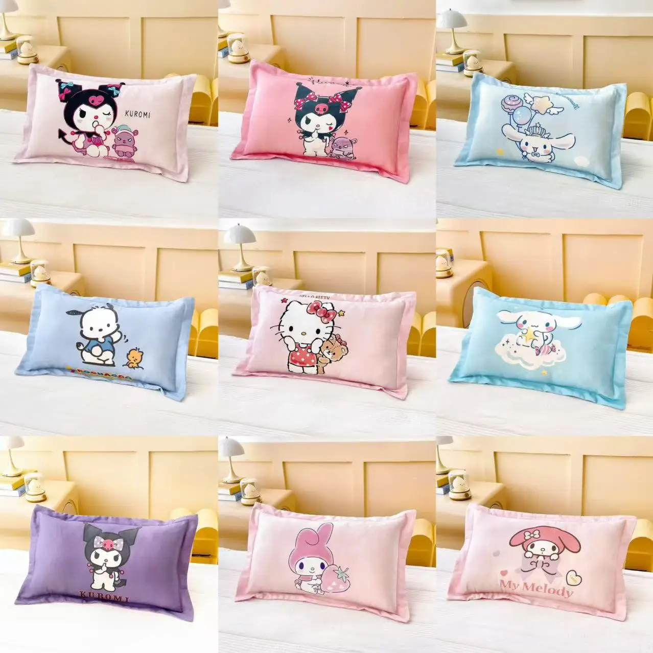 سانريو ماي ميلودي كورومي سينامورول كيس وسادة قطني مطبوع عليه رسوم كرتونية غطاء وسادة للأطفال لتزيين غرفة نوم الأطفال #1