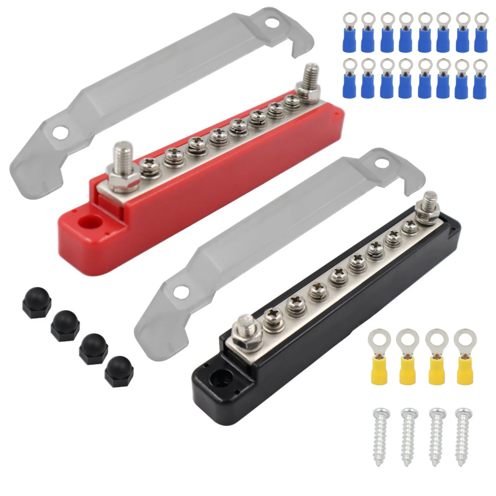 

1PC 150A Bus Bar Terminal Block 12V Power Distribution Block with Cover for Car Marine Boat RV Positive Negative