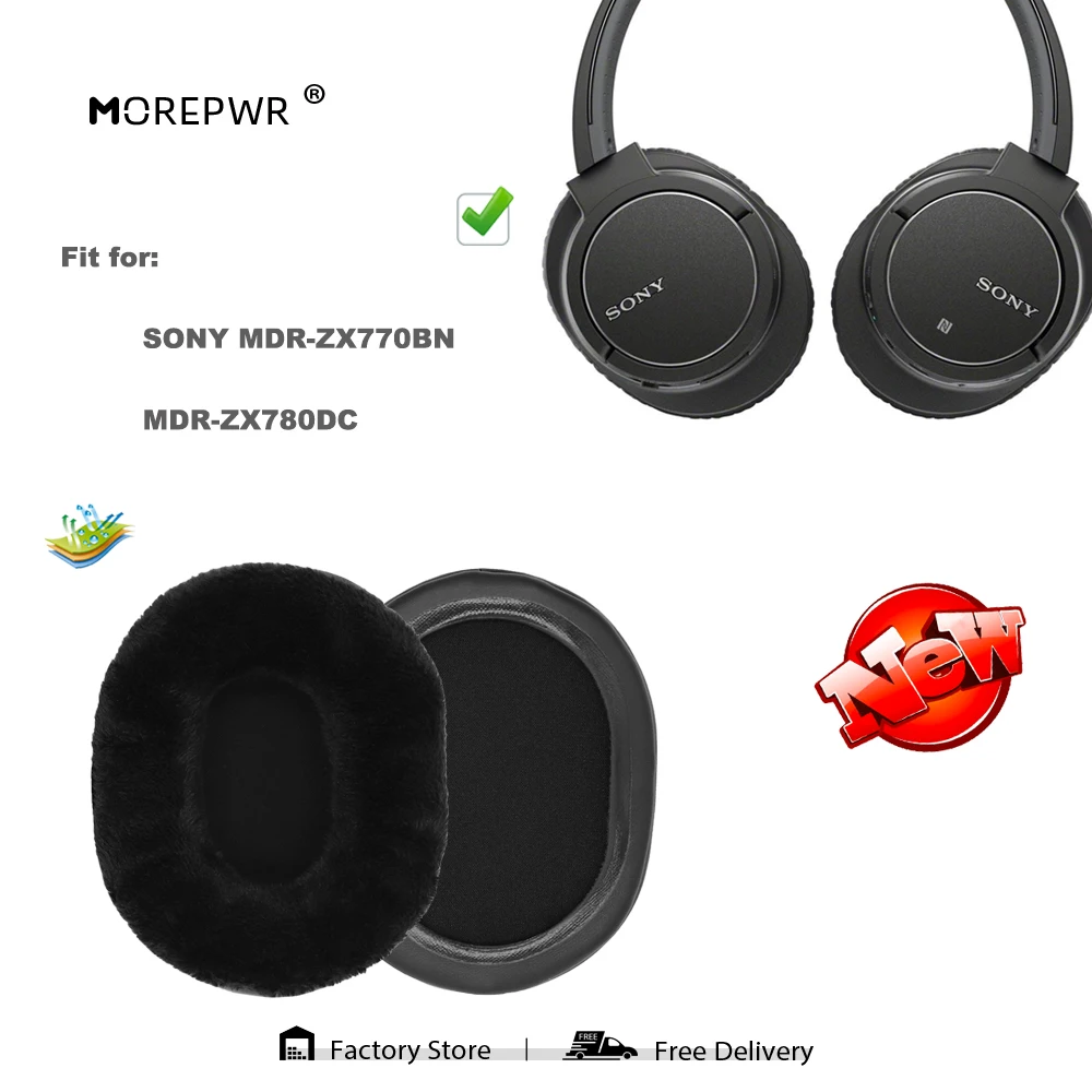 Morepwr استبدال بطانة للأذن لسوني MDR-ZX770BN MDR-ZX780DC سماعة أجزاء ستارة جلدية المخملية Earmuff سماعة غطاء للأكمام