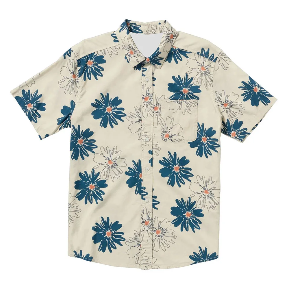 

Рубашка с цветочным принтом MANCHES COURTES Oat, уличная одежда унисекс, свободные повседневные модные рубашки на пуговицах, мужские и женские топы, одежда с графикой