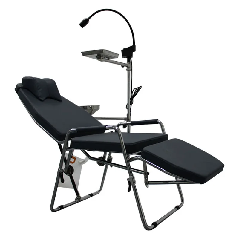 Portable Dental Chair LED Cold Light Cuspidor Tray Dentistry Equipment Mobile Unit