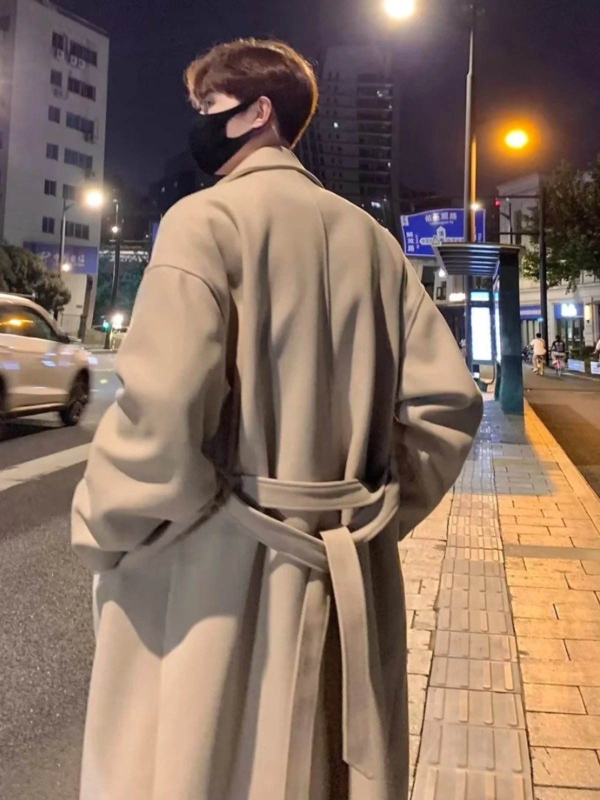 

Мужское пальто из шерстяной смеси оверсайз, свободного кроя, удлиненное, прямое, просторное, объемное, вместительное