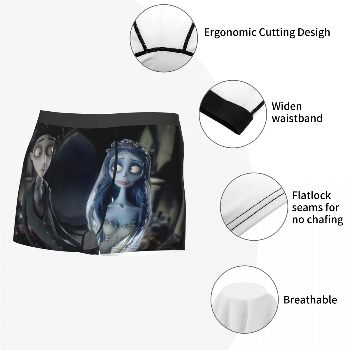 الملاكم السراويل السراويل فيكتور وإميلي تيم بيرتون جثة العروس سراويل الرجال ملابس داخلية مريحة لهدايا رجل أوم