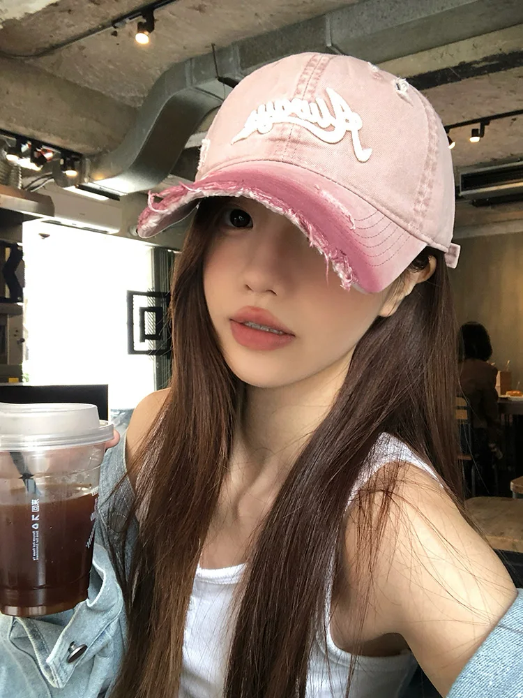Retro Pink Baseball Cap Unisex Spring New Style Deepened Duckbill Hat Large Head Size for Men And Women Casual round Top
