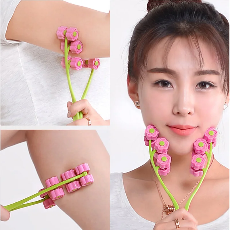 Newly Facial Massor Roller Portable Flower Shape Anti Wrinkle Face-Lift Slimming Face Relaxation Beauty Tools Finger Massage