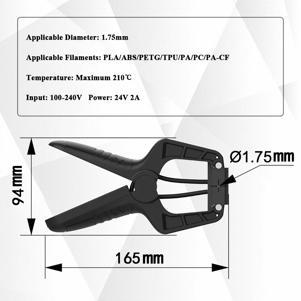 Imagem -05 - Acessórios de Impressora Conector de Soldador Splicer Filamento Pla Abs Petg pa Material para Ender Faça Você Mesmo 175 Milímetros Wisepro3d