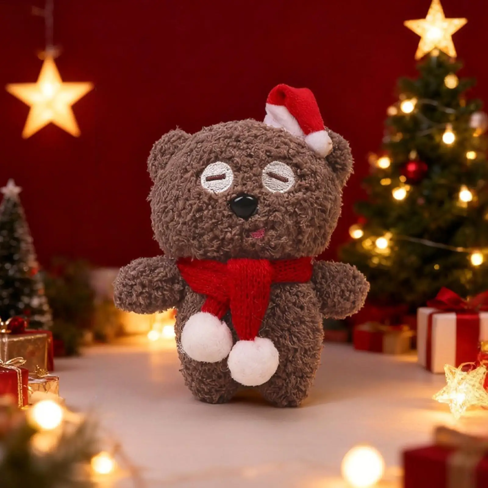 Christmas Bear Keychain Plush Christmas Keychain Decor Soft Bear Doll Charm for Kids Adults Bag Backpack Purse Travel School