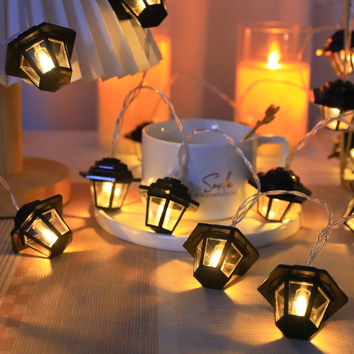 LED Retro Palace String Lights, 10/20 LEDs Battery‑Powered (Batteries Not Included), Perfect for Ramadan, Weddings