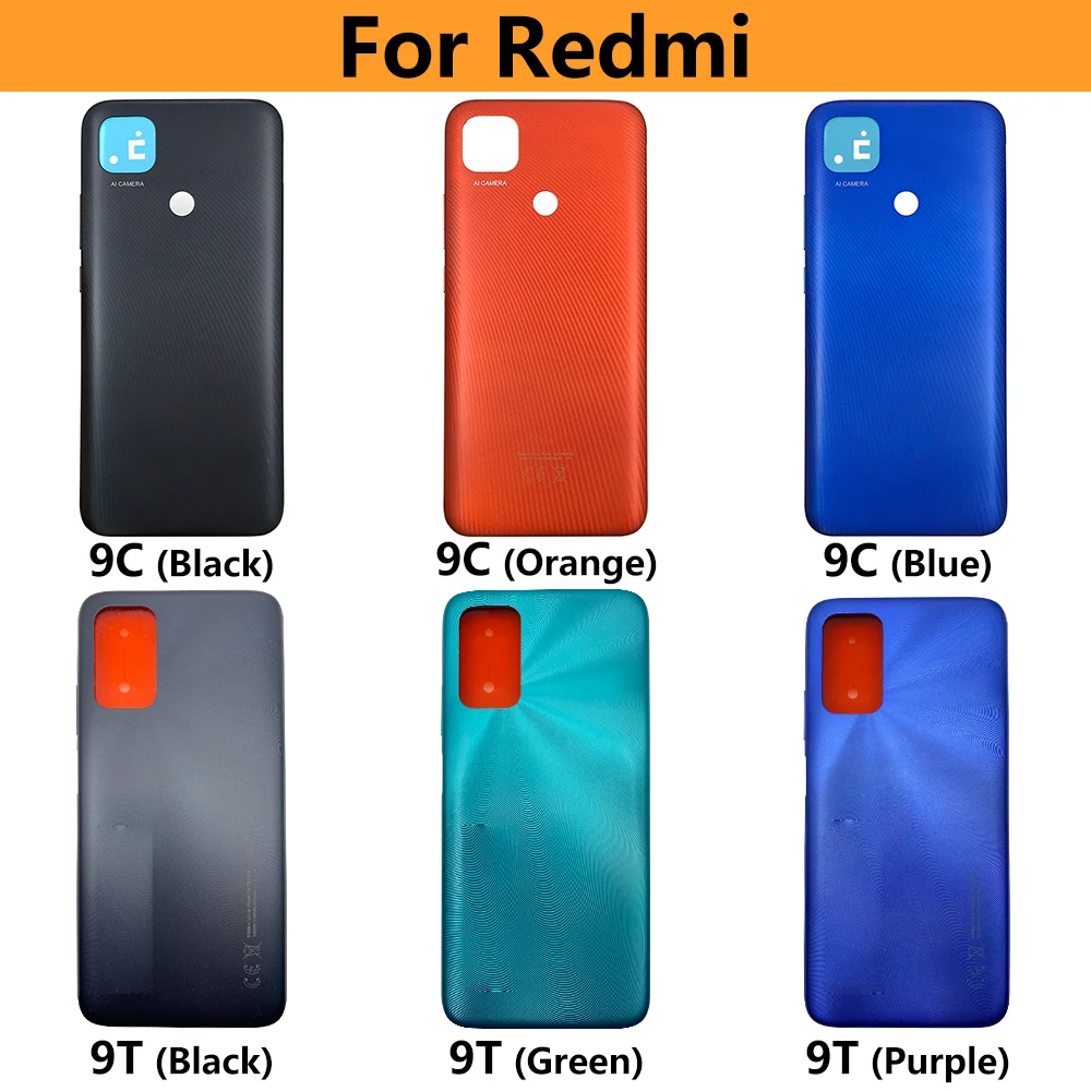 

5Pcs/Lots Back Battery Cover Panel Rear Door Housing Case For Xiaomi Redmi 9C Back Cover With Side Key Button For Redmi 9A 9T