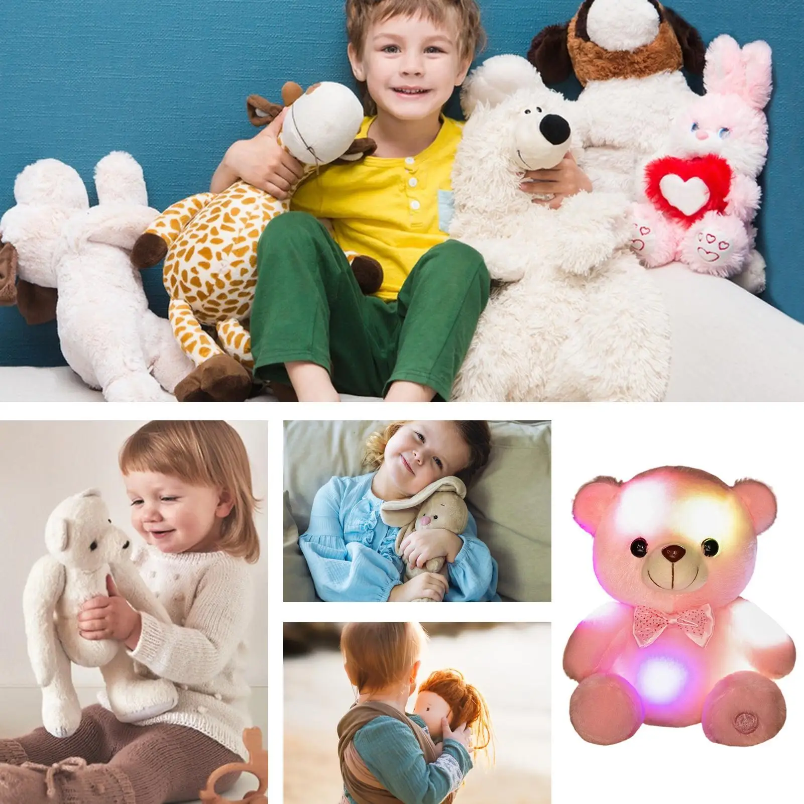 LED pluche beer verlichting knuffeldier regenboog beer slappe nachtverlichting glow in the dark verjaardagsfestival voor peuterkinderen