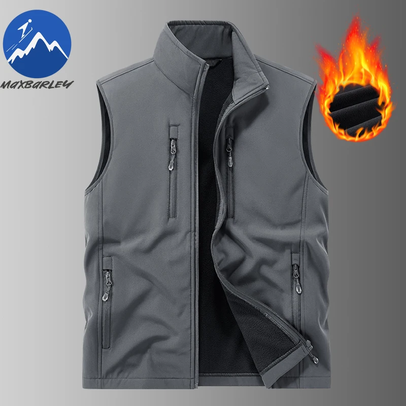 

Luxury Men Softshell Vest Outdoor Camping Journey Windproof Warm Jacket Stylish Leisure Trekking Cold Proof Sleeveless Vests