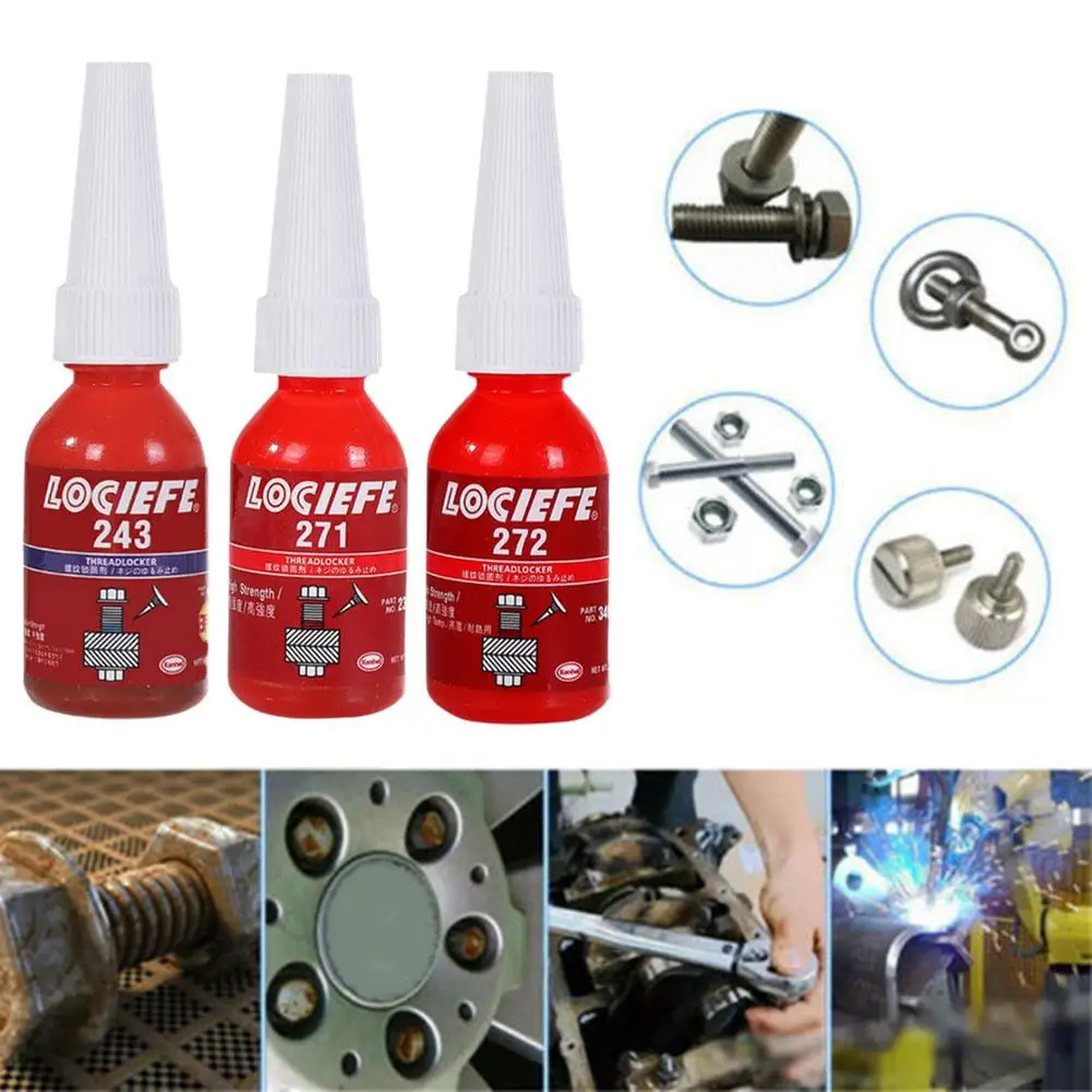 10ml Threadlocker 접착제 중간 강도 에이전트 접착제 빠르게 나사 잠금 경화 방지 느슨한 온도 스레드 나사 접착제