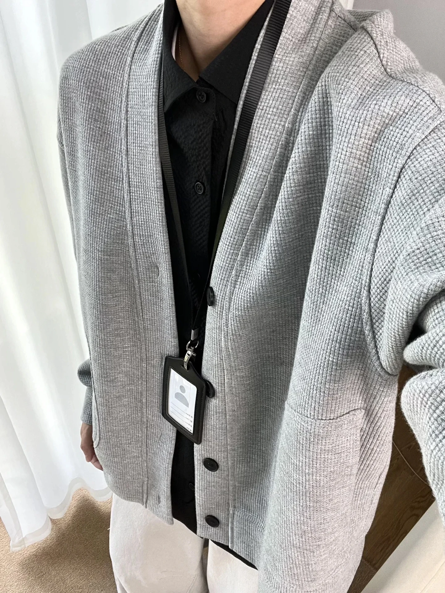 

Мужской вязаный кардиган V-Ne с пуговицами, весенне-осенний, в клетку, в стиле American Cleanfit, для повседневной носки и активного отдыха