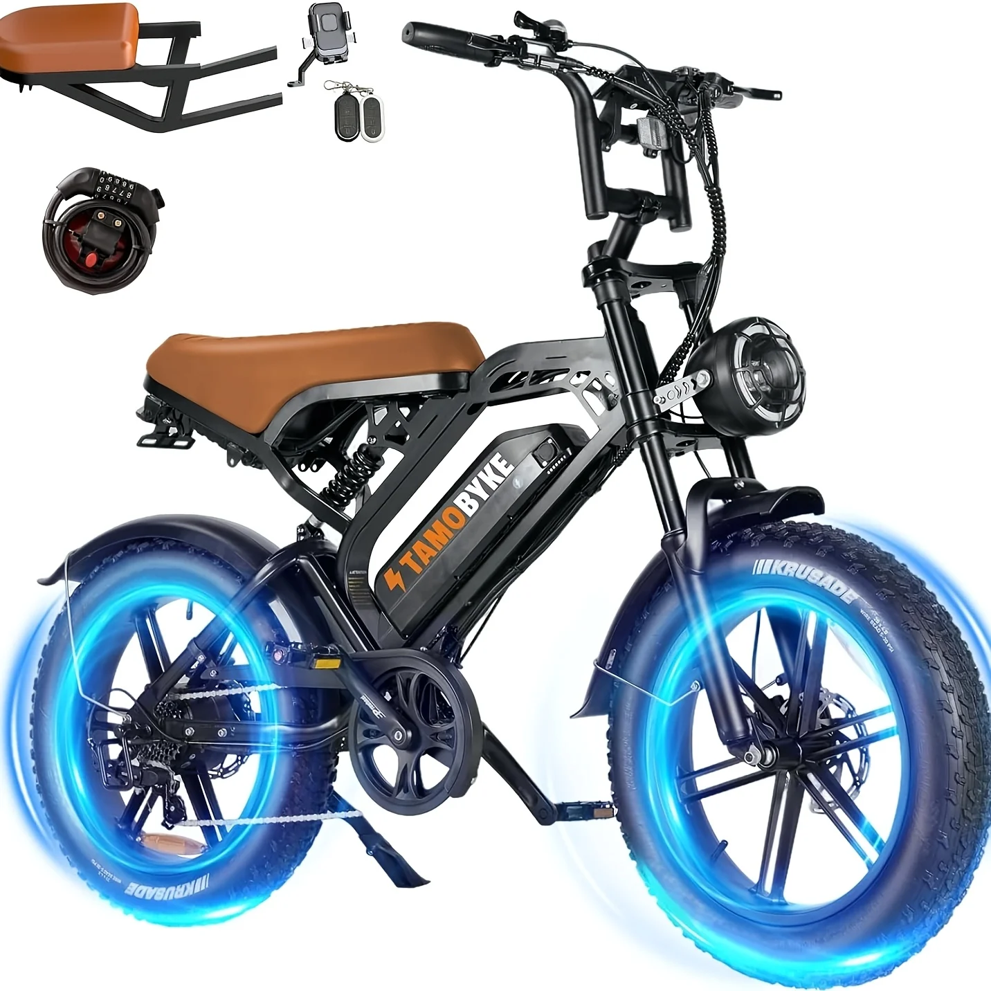 Adult Electric Bicycle | 749W Brushless Motor, Detachable 48V 15.6*AH Dual Batteries, 7-Speed, 20x4 Fat Tires, Hydraulic Disc Br image 6
