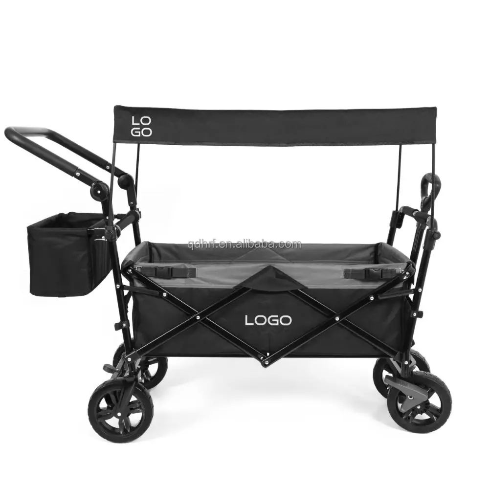 Push Pull Heavy Duty Utility All-Terrain Collapsible Folding Stroller Wagon Camping Cart for Kids Outdoor Travel Hiking