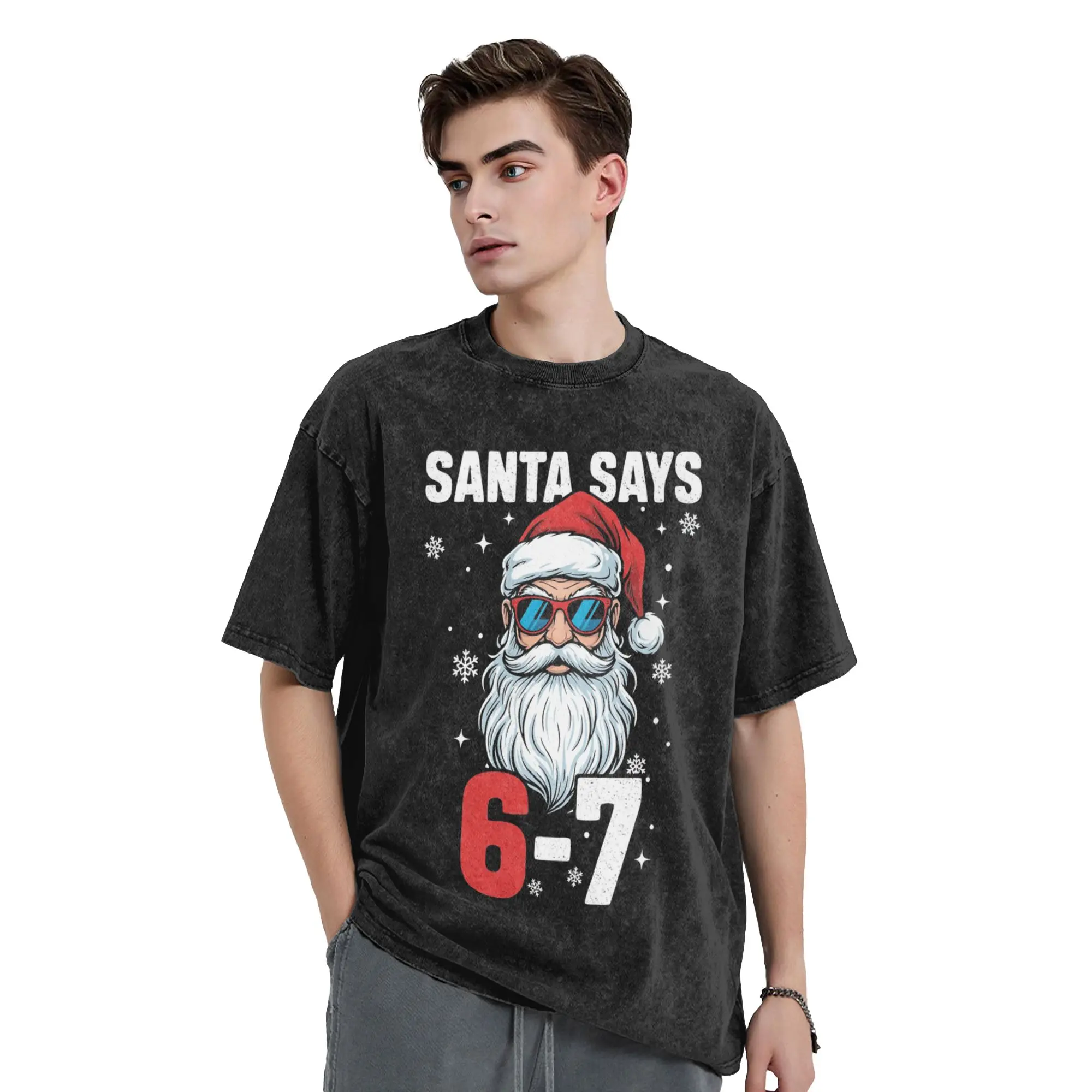 67 عيد الميلاد ستة سبعة تي شيرت الرجال القطن متعة تي شيرت الياقة المستديرة تيز قصيرة الأكمام بلايز هدية عيد ميلاد #4