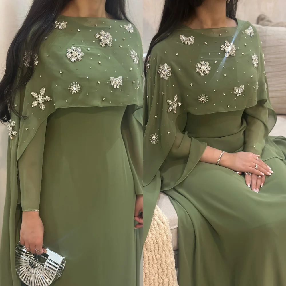 

Customized Exquisite Chiffon Pleat Pattern Sequined Straight O-Neck Midi Dresses Bespoke Occasion Party Sizes Available