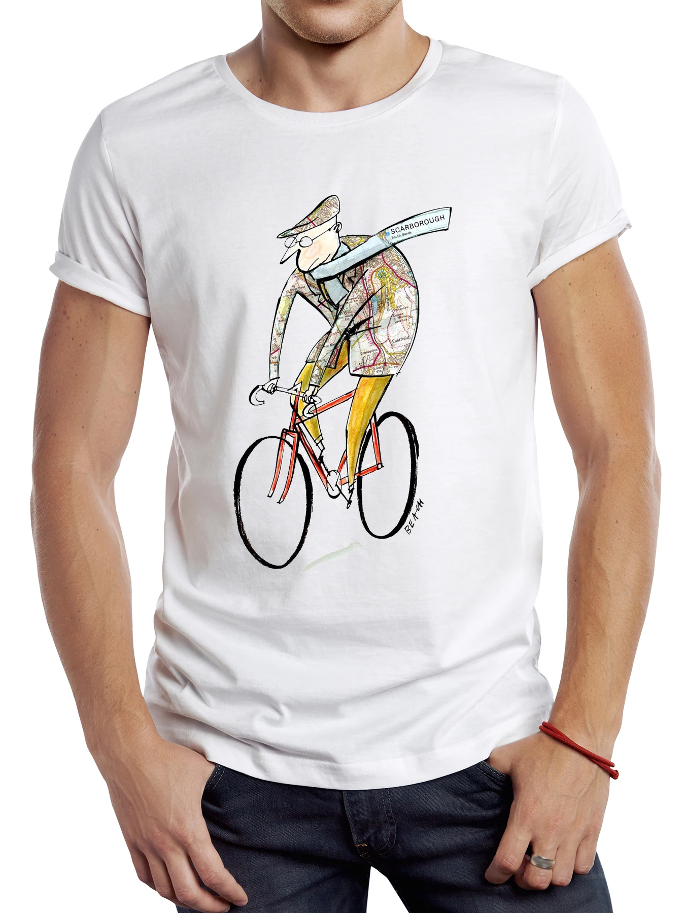 

FPACE Vintage Bicycle Funny Printed Men T shirt MTB Sport Cloth Cycling Up Old Map Printing Tops Hipster Tee