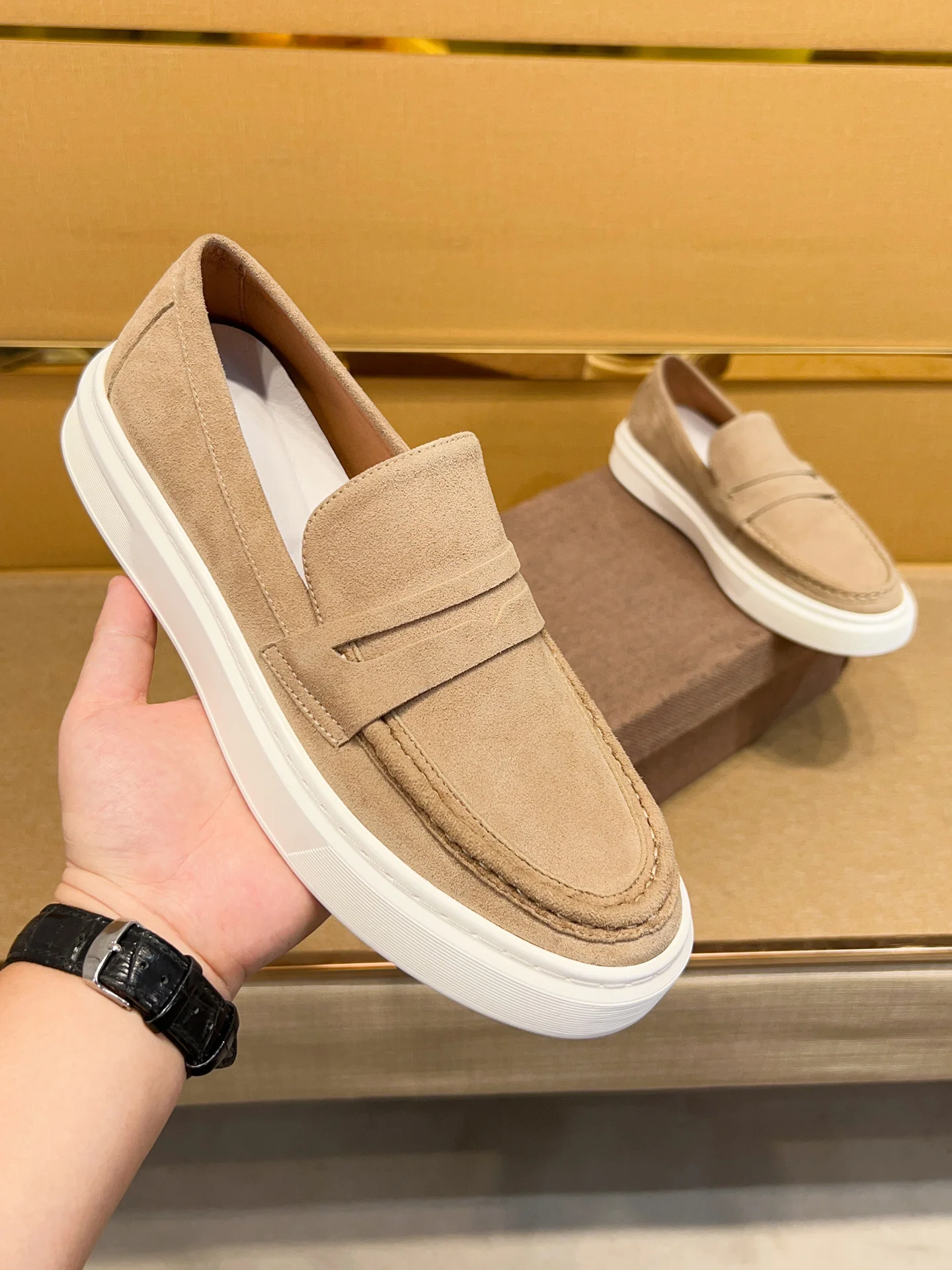 

Высококачественные мужские лоферы с защитой от меха, дышащие летние модные повседневные кожаные резиновые подошвы с круглым носком Upaded oes