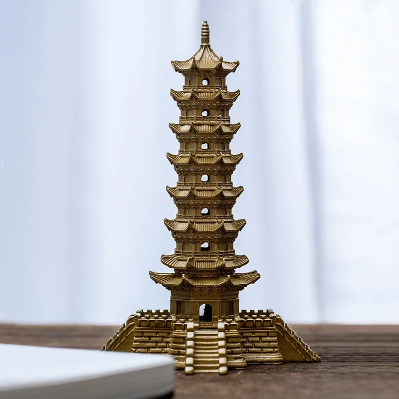 The seven story Wenchang Pagoda paired with Wenchang pens brass decorations gifts for students