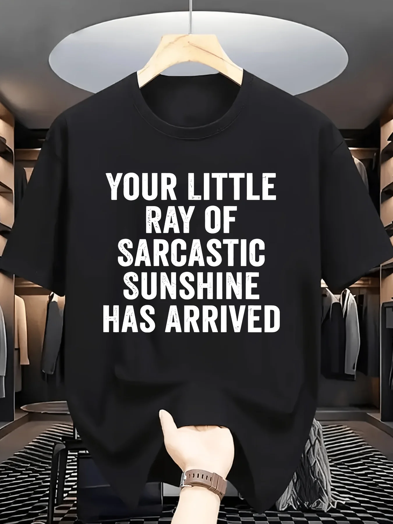 Men's Comfortable and Stylish Crew Neck Tshirt Made of Slightly Stretchy Fabric Featuring a Letter Print Suitable for Outdoor Sports and Everyday Casual Wear Simple Men's Top, PLUS SIZE