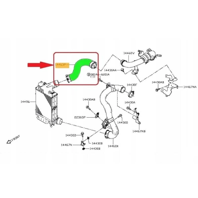 استبدال أنبوب تشاجر مدخل الهواء 14463-4BD0A M9R868 144634BD0A #4
