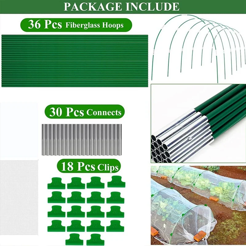 Long Greenhouse Hoops Grow Tunnel, Garden Hoops For Raised Beds, DIY Stakes Plant Shade Cloth Support For Row Cover Easy To Use