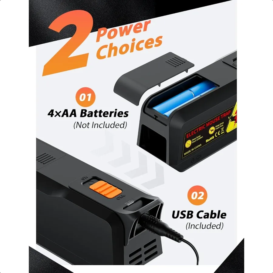 2 Pack Electric Mouse Traps Indoor for Home with Powerful Voltage Effective Electronic Mouse Trap Zapper NoTouch Disposal Reusa