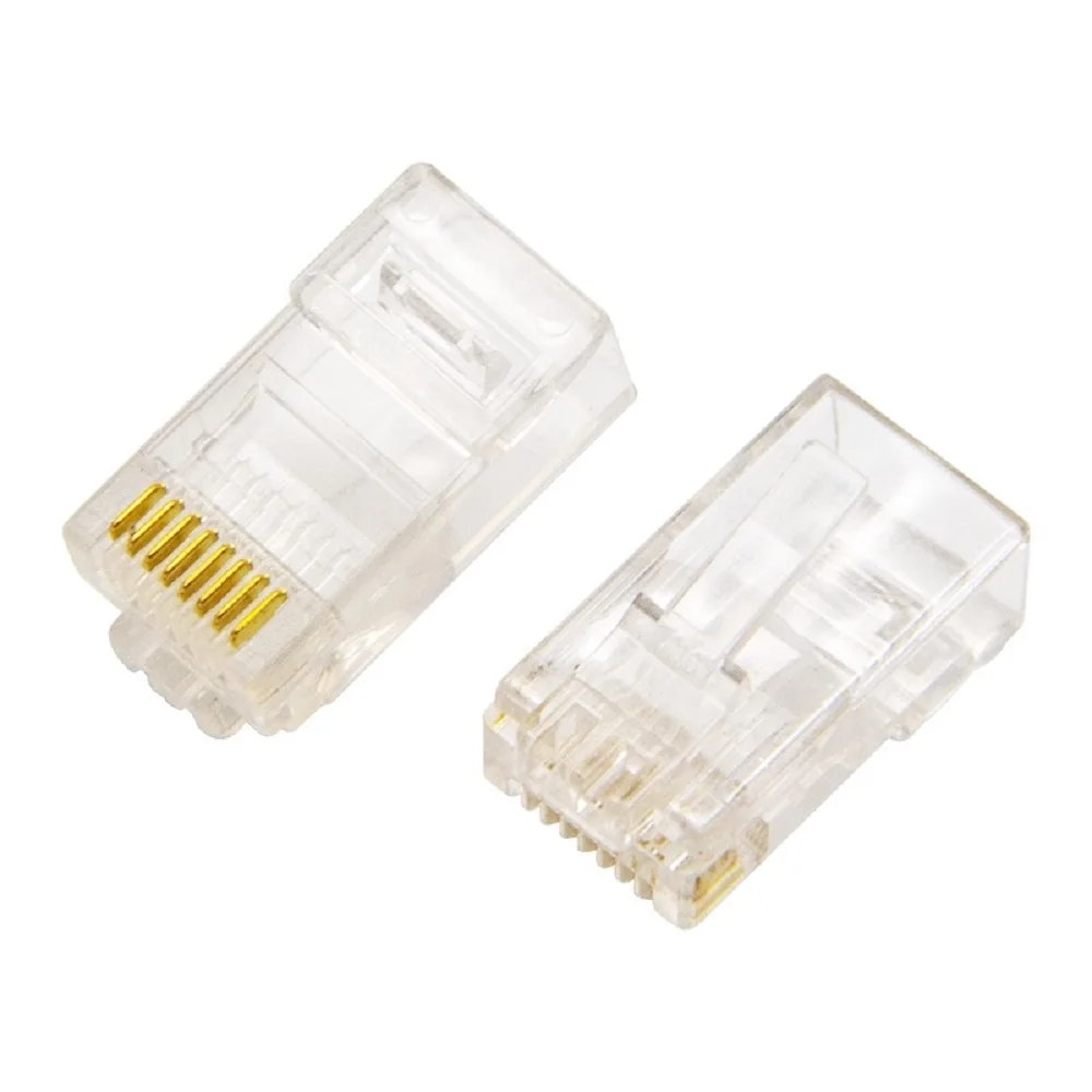 Connecteur plaqué or pour câble Ethernet modulaire, Cat5 RJ45 RJ 45, 8P8C, Cat inspectés, CriAJNetwork, 50 pièces