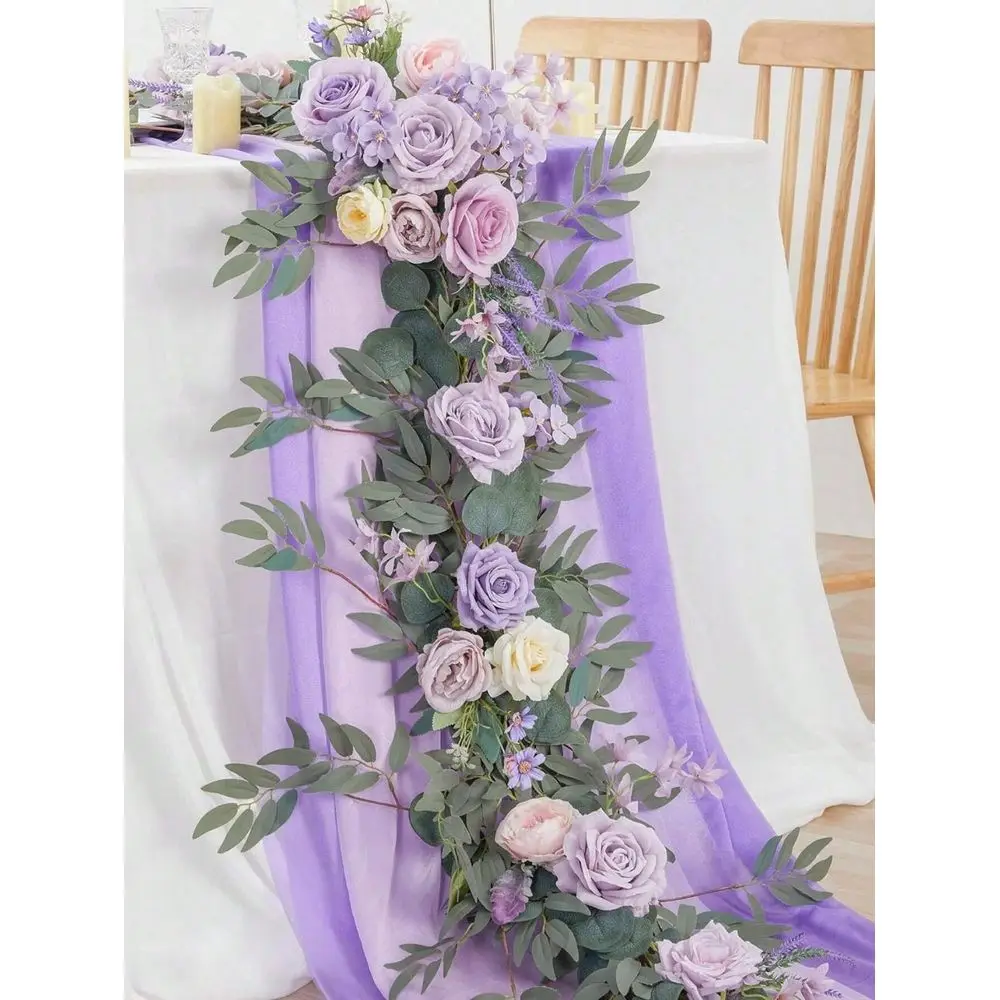 

Искусственная гирлянда из эвкалипта и ивовых листьев длиной 1,8 м с цветами, для свадебной арки, украшения для центрального стола молодоженов