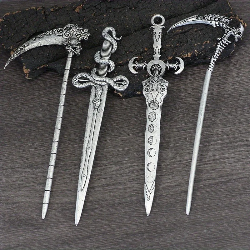 Punk style Viking Sun Moon Sword Alloy Hair Clip Party Music Festival Role Playing Fashion Personalized Headwear Hair Stick