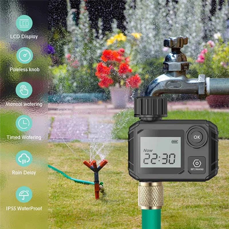 

A47U Large Screen Display Garden Watering Timer Irrigation Controller Digital Programmable Faucet Watering Irrigation System