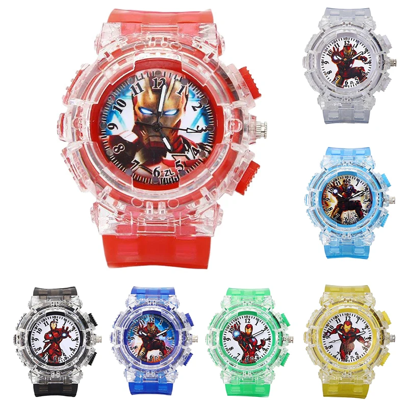 Miniso Anime Cartoon Marvel Iron Man Luminous Quartz Children Watch Fashion Boys Student Glowing Sport Wristwatch Christmas Gift