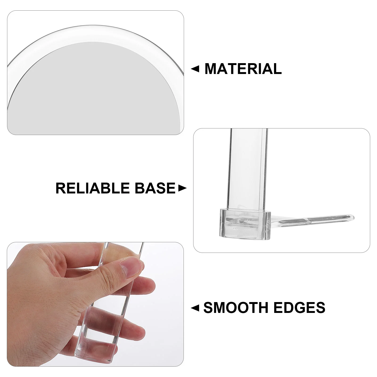 Miroir de maquillage de bureau en acrylique, Double face, Base Stable détachable, Portable, Surface claire, 1 pièces