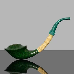 Muxiang handmade Heather tobacco smoke pipe  mantle imitation bamboo handle carved Briar wood pipe Father's day gift