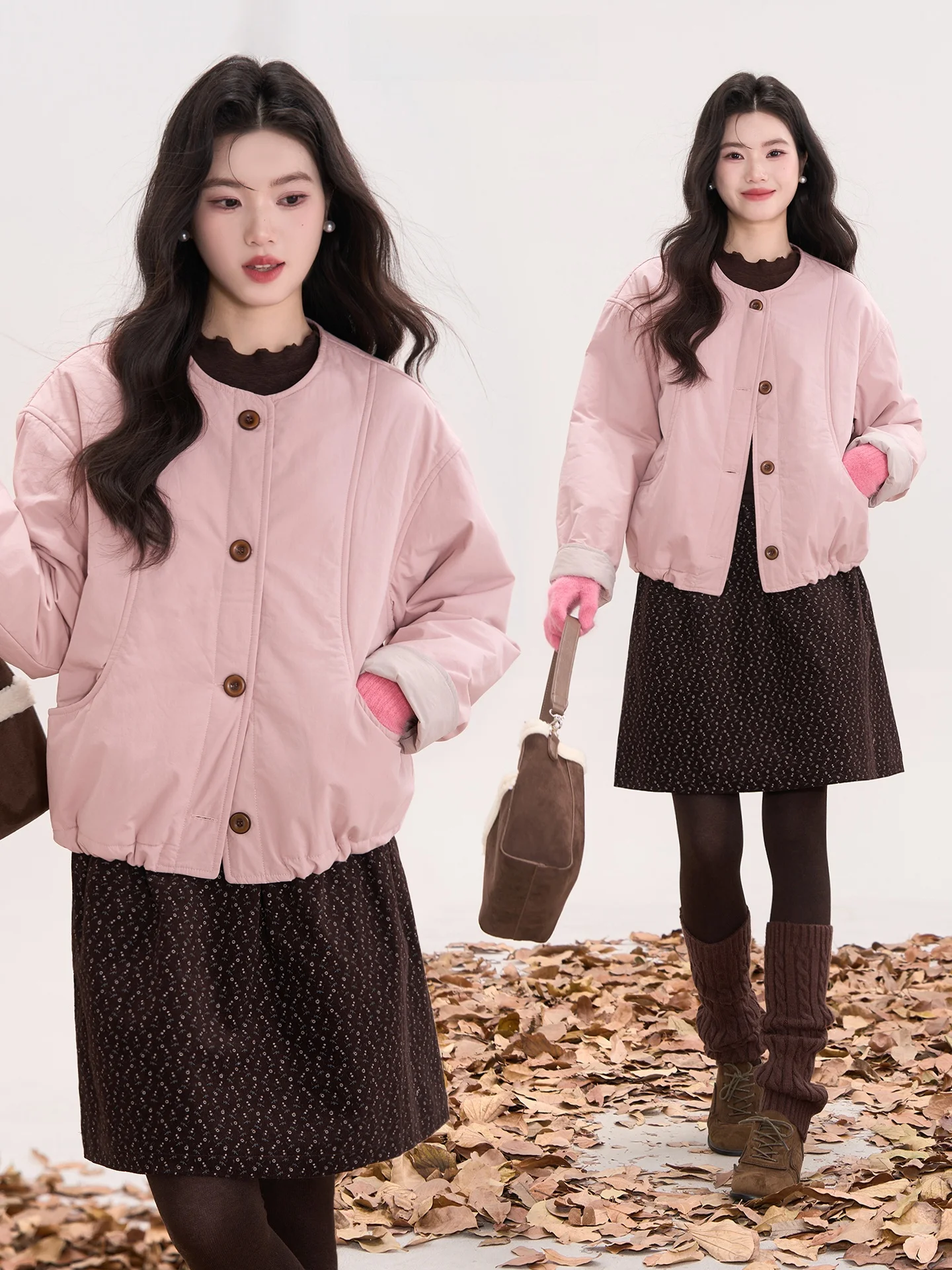 

Lightweight Cotton Jaet round Ne Sve Color Blo Design Women's Winter Outerwear Comfortable Fit Long Sve Pure Color