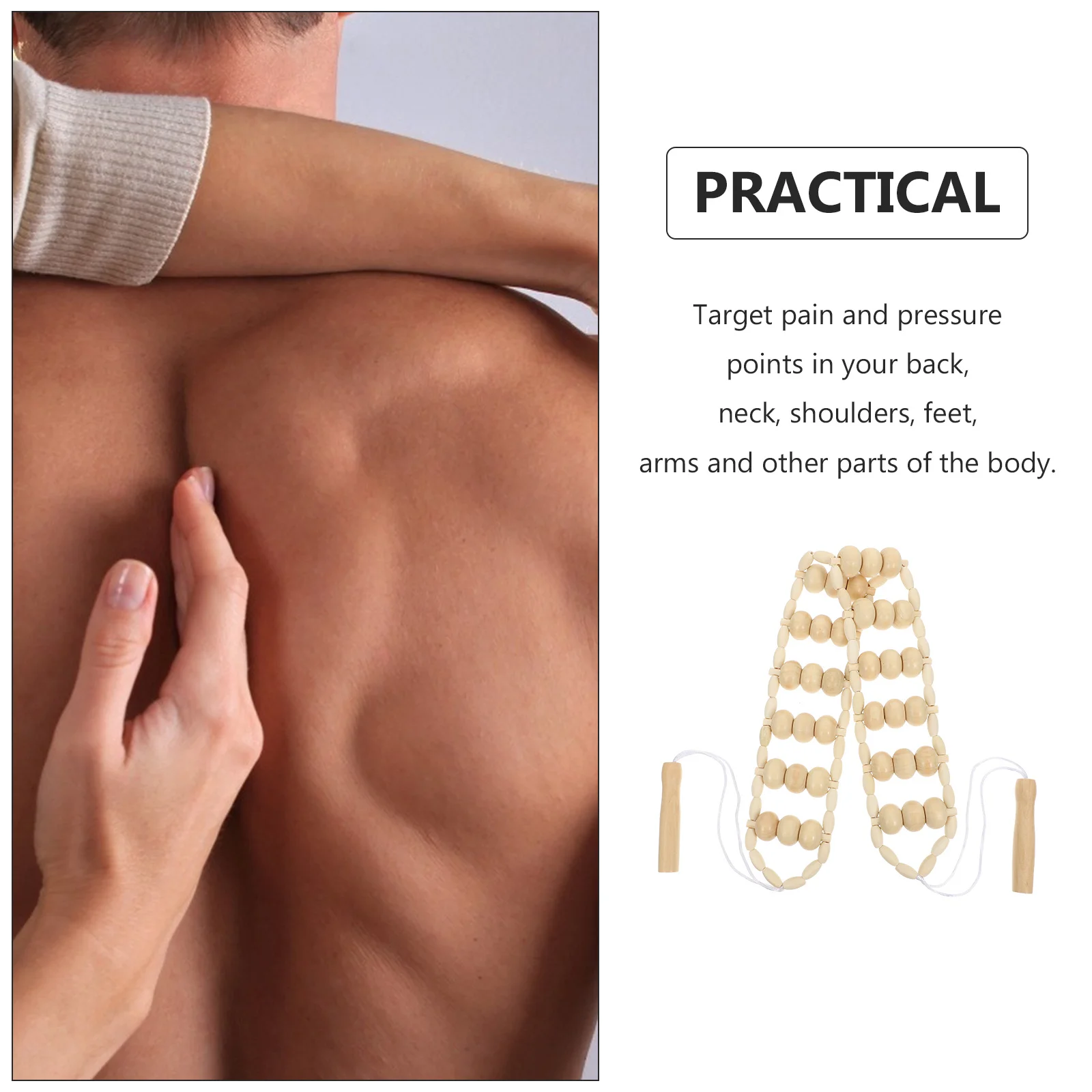 

1Pcs Wooden Massage Roller Rope Muscle Pain Relief Tool Neck Shoulder Portable Massager for Relaxation