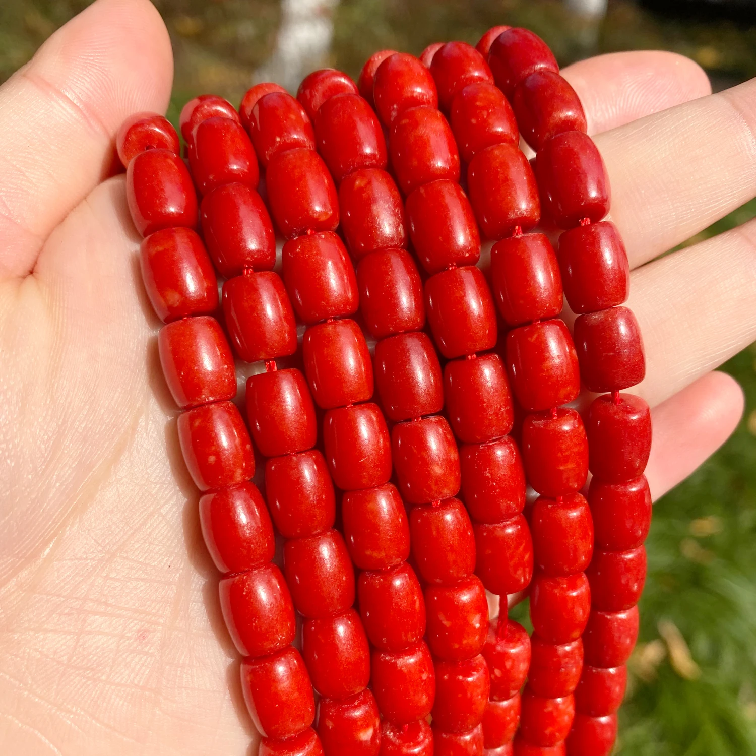 High Quality Natural Stone Red Coral Beads Loose Spacer Drum Coral Beads For DIY Bracelet Necklace Jewelry Making Wholesale 15‘’
