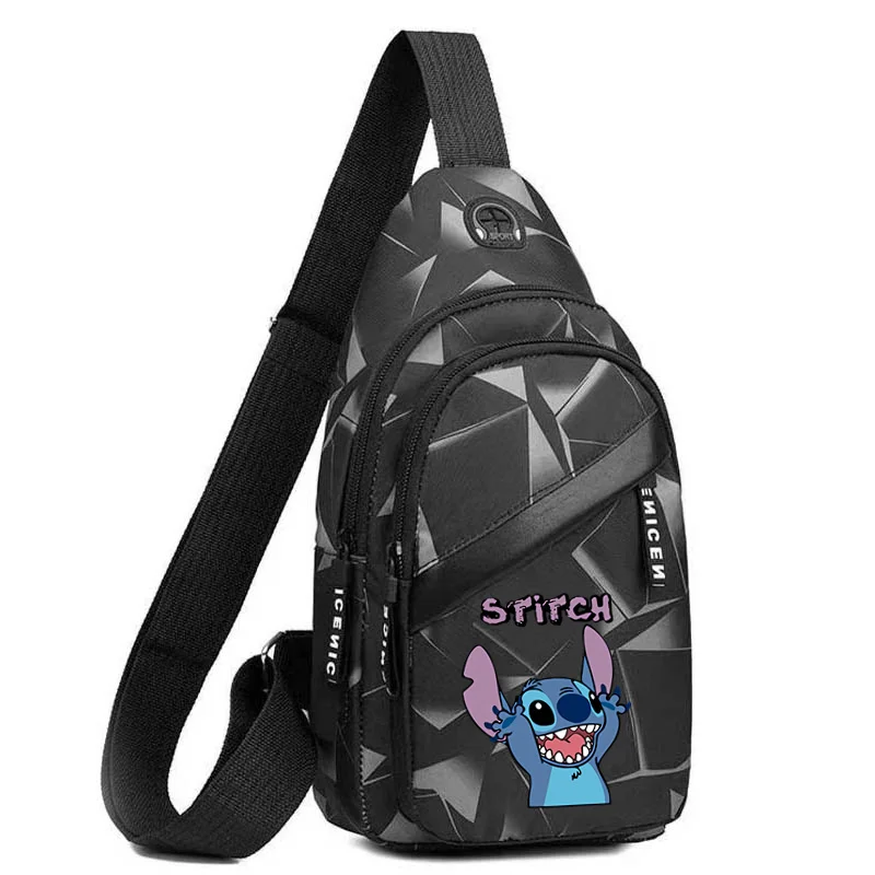 Disney-Bolsa de Peito Multifuncional Masculina Lilo & Stitch, Bolsas Casual Crossbody, Bolsa Esportiva Versátil, Bolsas de Viagem na Moda, 2024