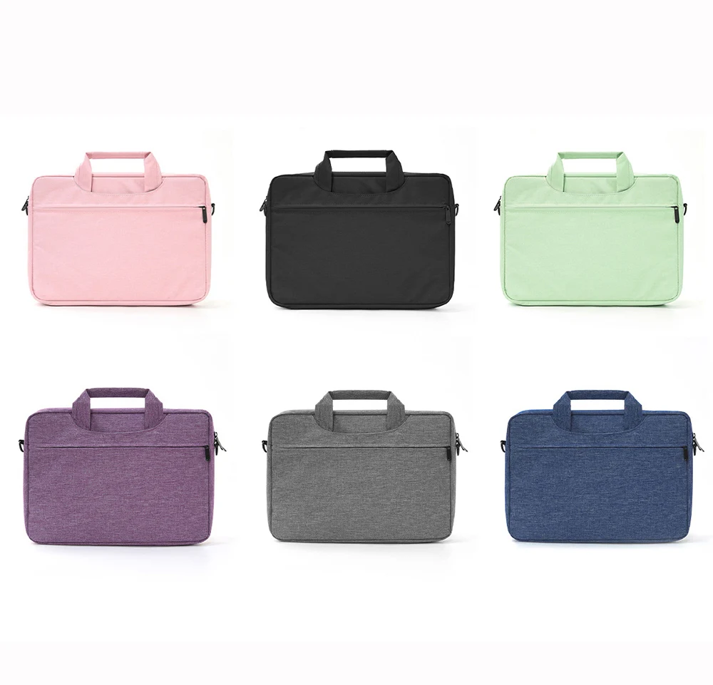 Solid Color 14 Inches Laptop Shoulder Bag Large Capacity Handheld Case Fashion Portable Crossbody Computer Bag For Men Women